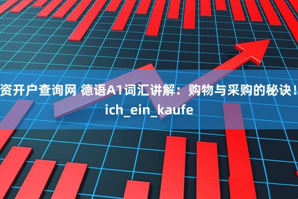 配资开户查询网 德语A1词汇讲解：购物与采购的秘诀！_ich_ein_kaufe