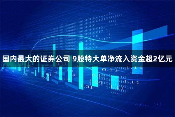 国内最大的证券公司 9股特大单净流入资金超2亿元